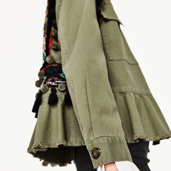 Zara army green embroidered jacket - Picture 2 of 12